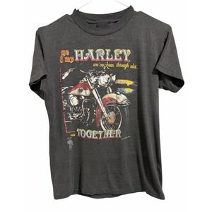Vtg 80s Me & My Harley Been Through A Lot Single Stitch T-Shirt Size Medium